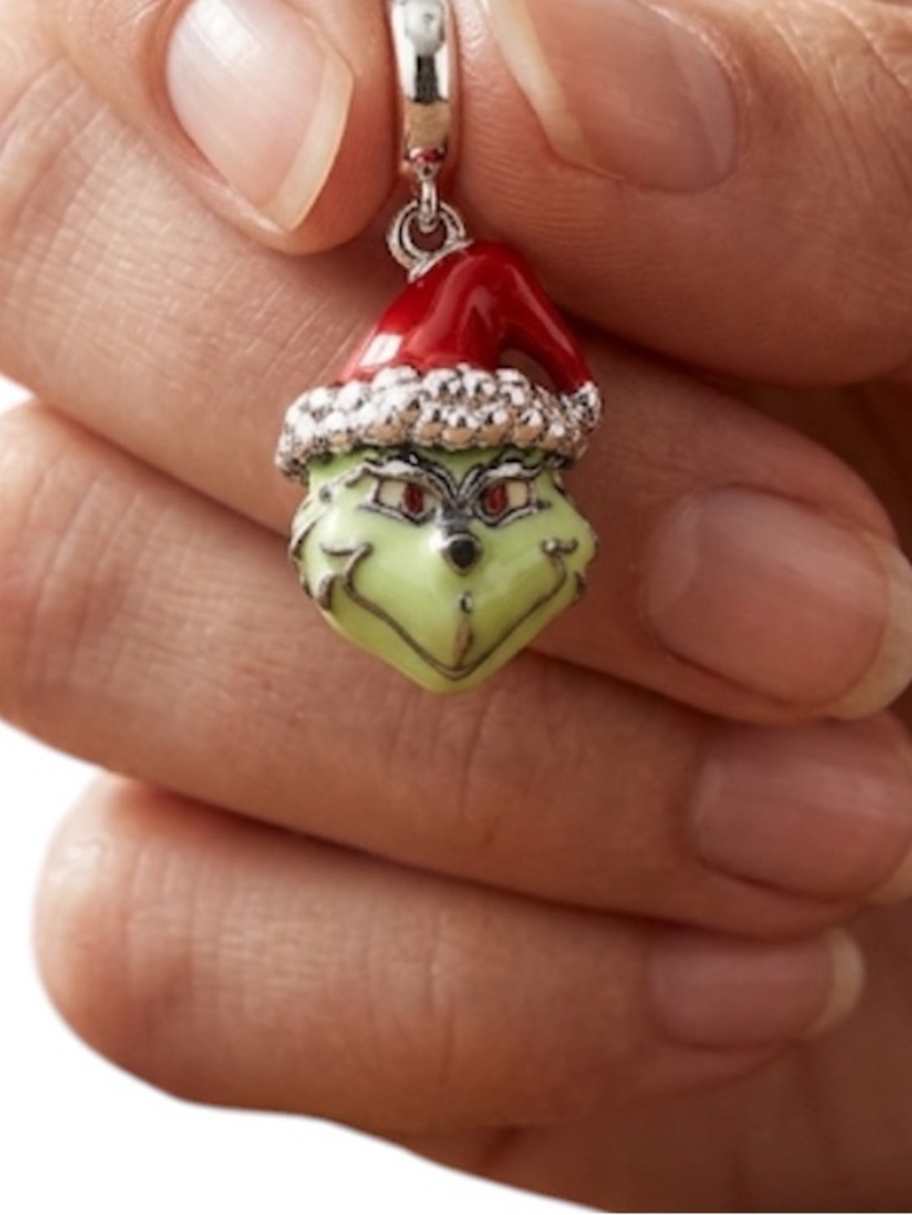 NWT Grinch Christmas Santa Hat Enamel Charm for Pandora Bracelet Green Red